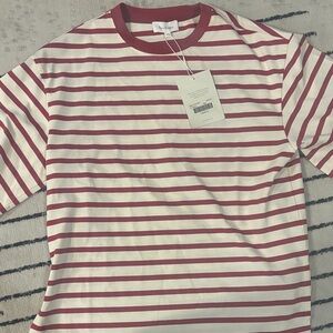 Bohme Red and White Striped Short Sleeve Tee